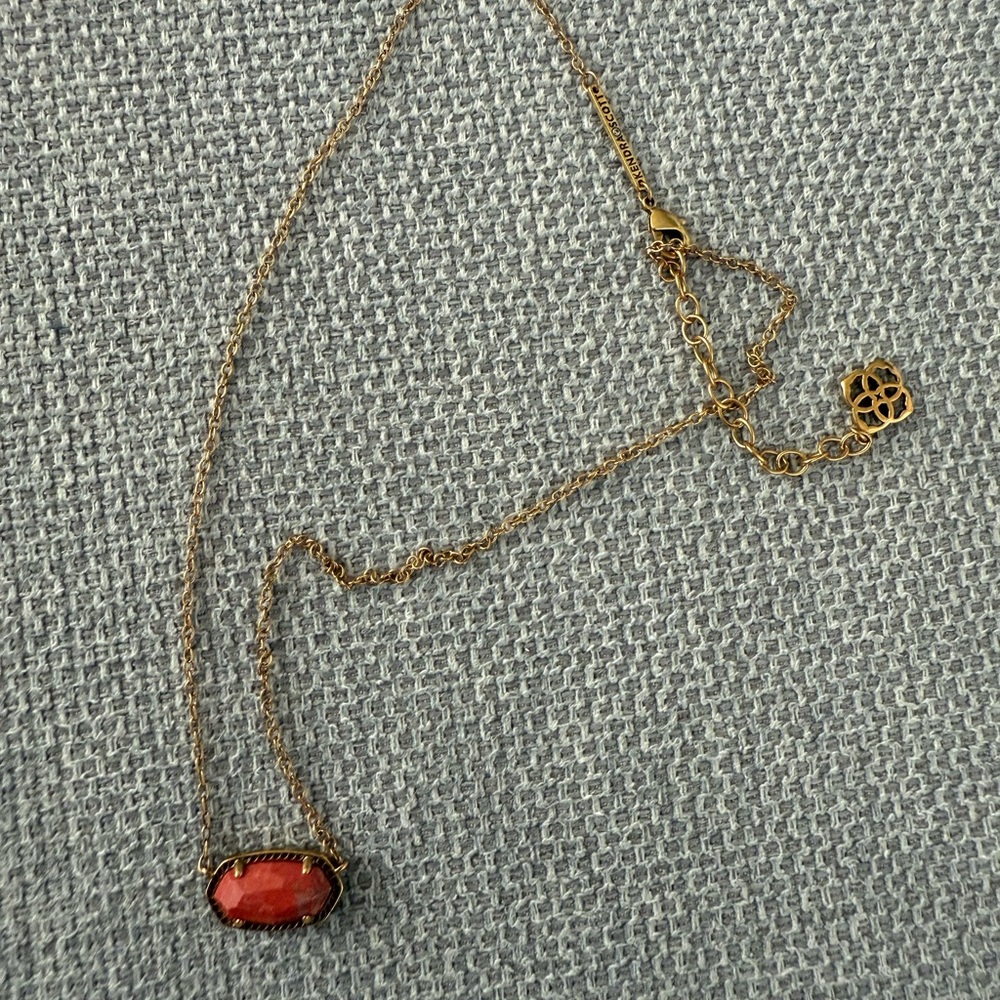 Kendra Scott Gold and Clay /Red Necklace Minimalist Design